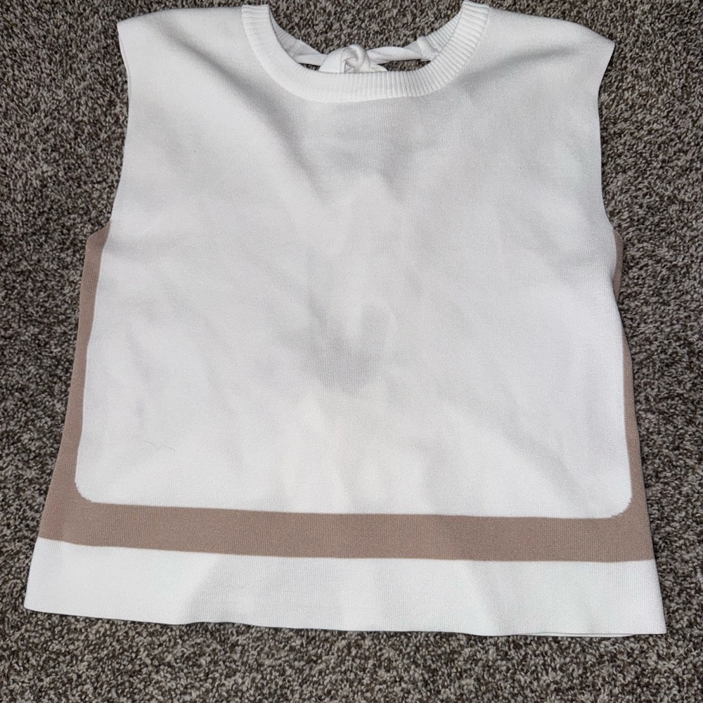 White and Brown Light Sweater Top